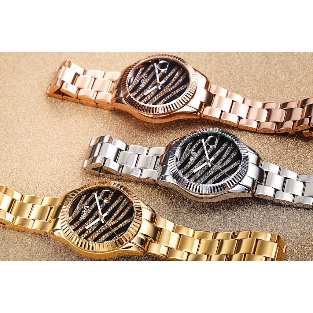 August Steiner Women's Zebra Pattern Date Leather Strap Watch