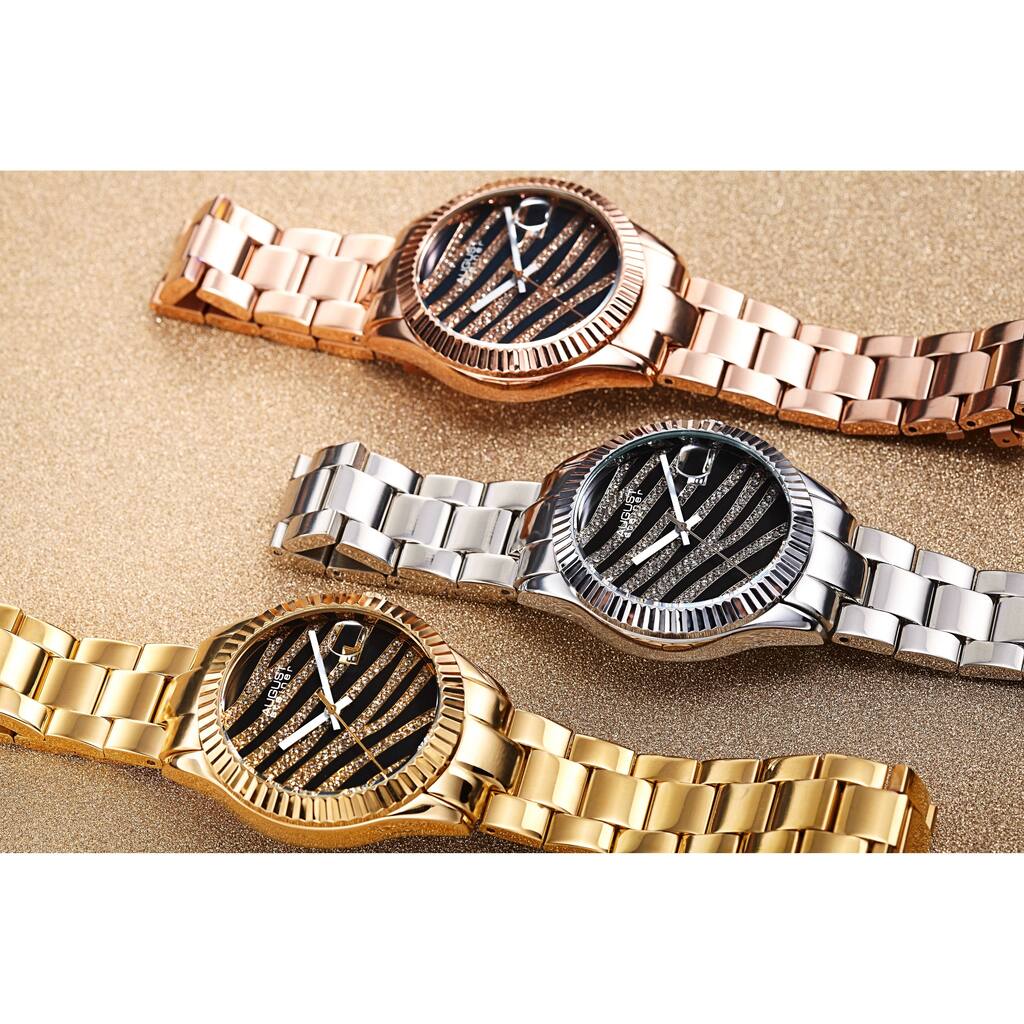 August Steiner Women's Zebra Pattern Date Leather Strap Watch