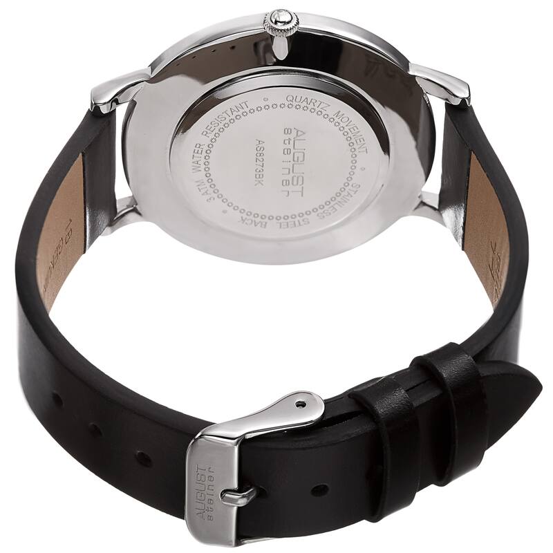 August Steiner Men's Classic Crystal Leather Strap Watch