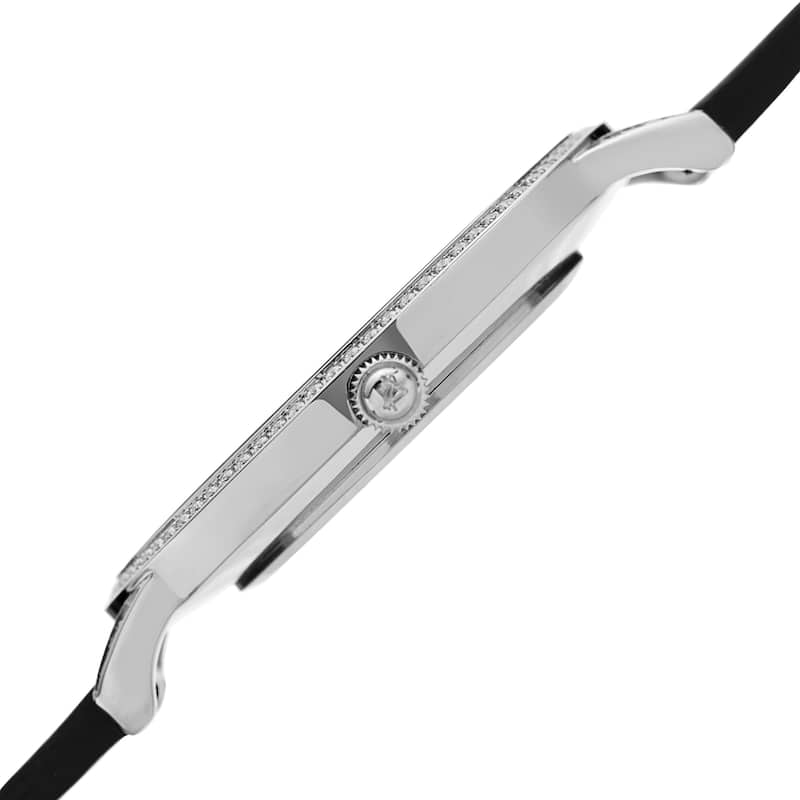 August Steiner Men's Classic Crystal Leather Strap Watch