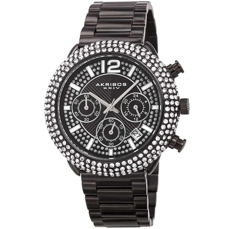 Akribos XXIV Men's Chronograph Crystal Encrusted Bracelet Watch