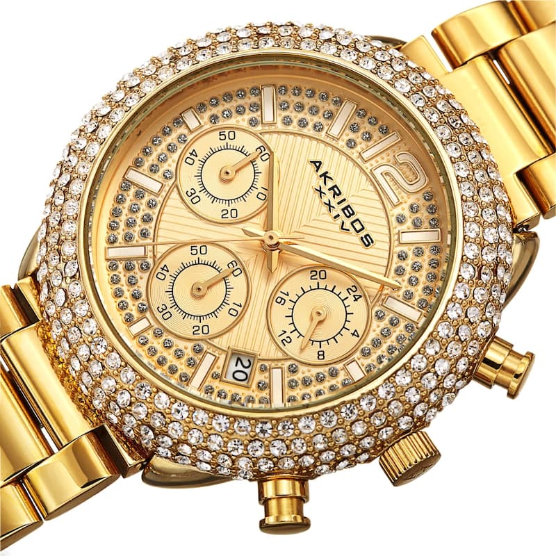 Akribos XXIV Men's Chronograph Crystal Encrusted Bracelet Watch