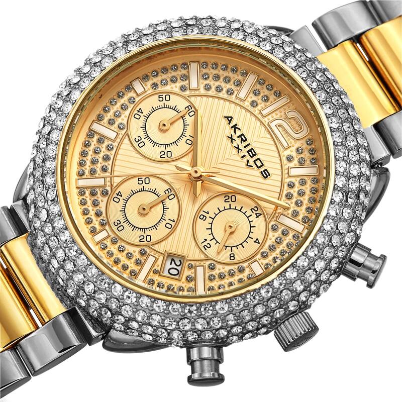 Akribos XXIV Men's Chronograph Crystal Encrusted Bracelet Watch