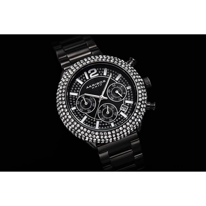 Akribos XXIV Men's Chronograph Crystal Encrusted Bracelet Watch