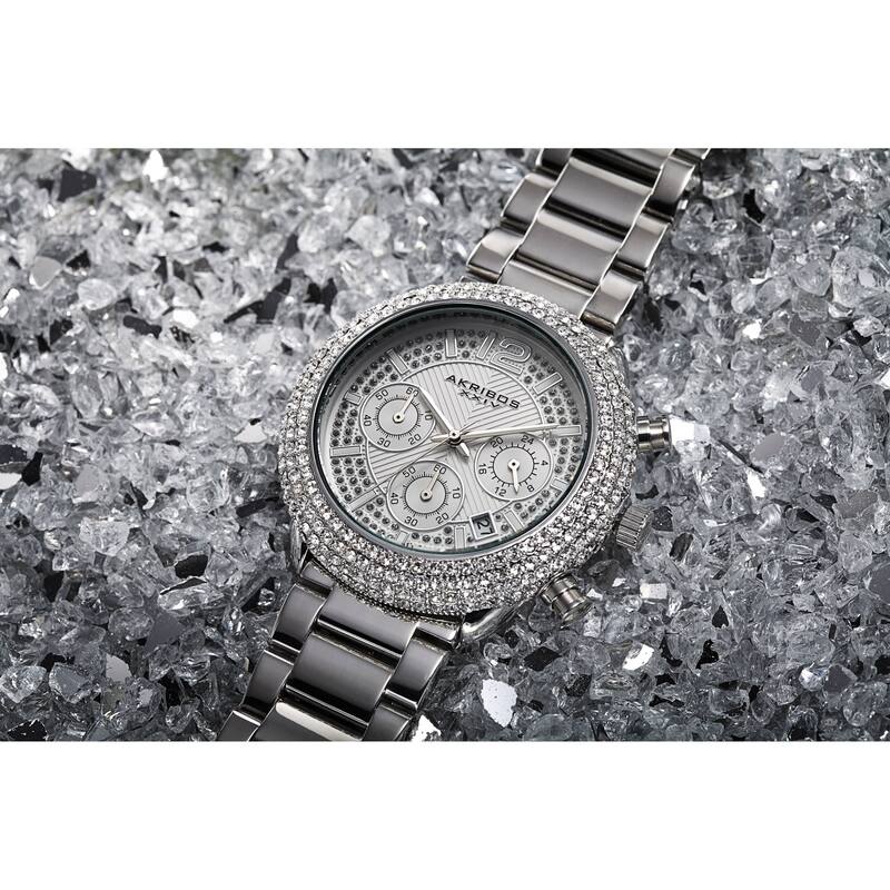 Akribos XXIV Men's Chronograph Crystal Encrusted Bracelet Watch