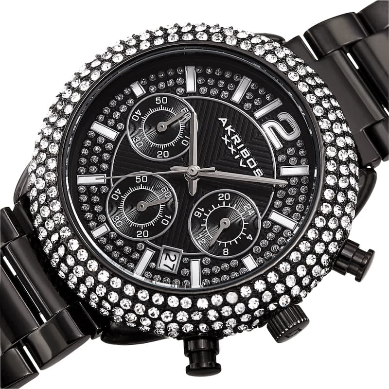 Akribos XXIV Men's Chronograph Crystal Encrusted Bracelet Watch
