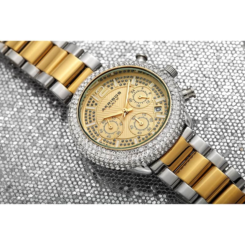 Akribos XXIV Men's Chronograph Crystal Encrusted Bracelet Watch