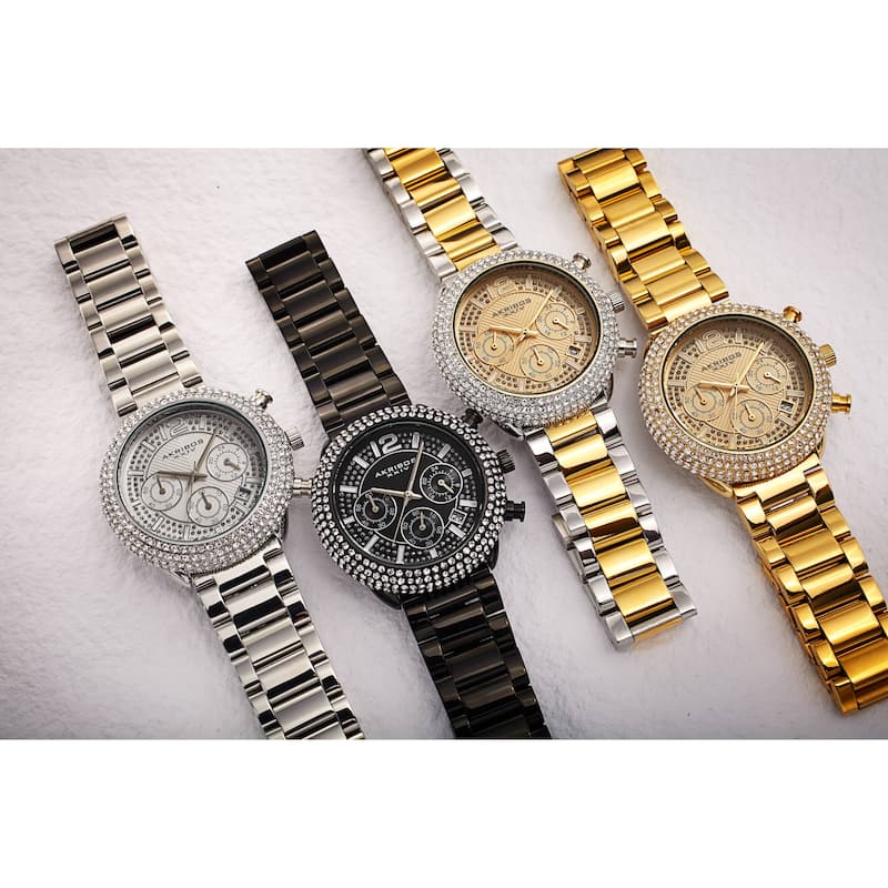 Akribos XXIV Men's Chronograph Crystal Encrusted Bracelet Watch