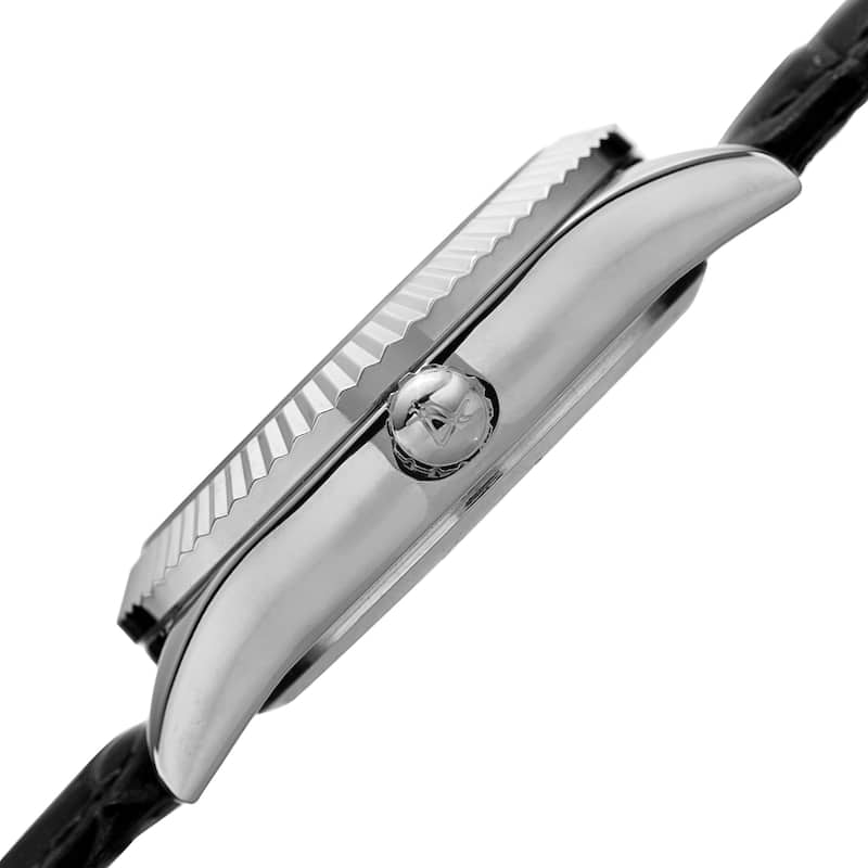 August Steiner Women's Diamond Radiant Leather Strap Watch