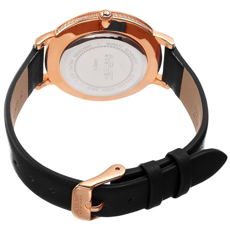 August Steiner Women's Classic Crystal Leather Strap Watch