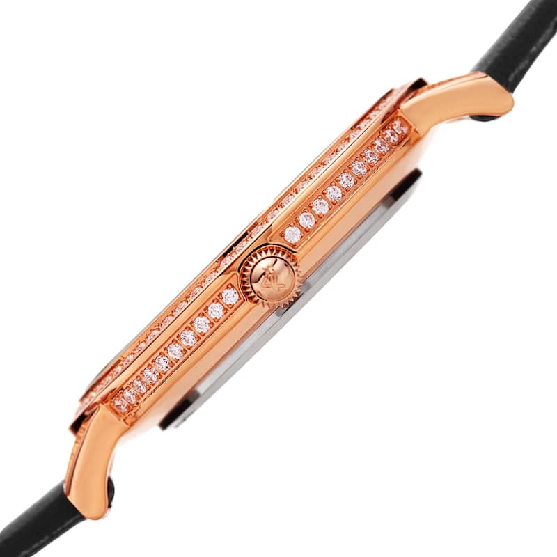 August Steiner Women's Classic Crystal Leather Strap Watch