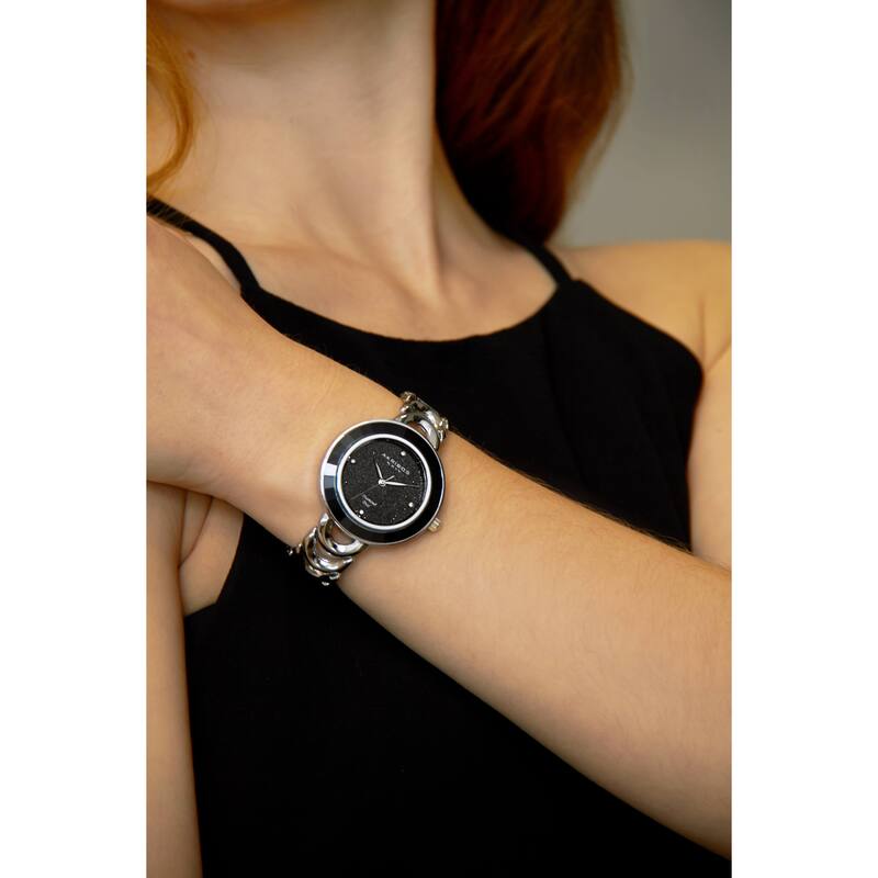 Akribos XXIV Ladies Fashion Diamond Glitter Dial Link Bracelet Watch