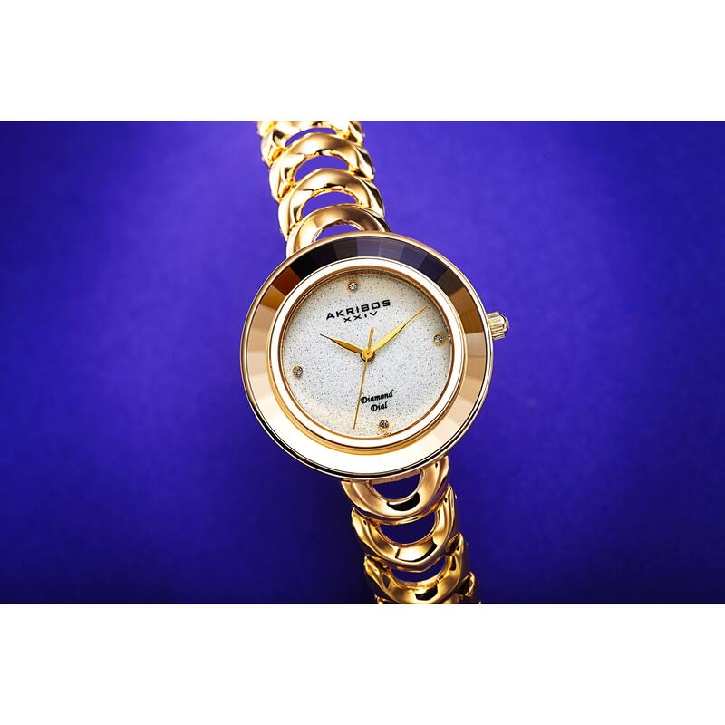 Akribos XXIV Ladies Fashion Diamond Glitter Dial Link Bracelet Watch