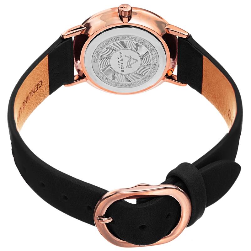Akribos XXIV Ladies Classic Petite Pencil Style Leather Strap Watch