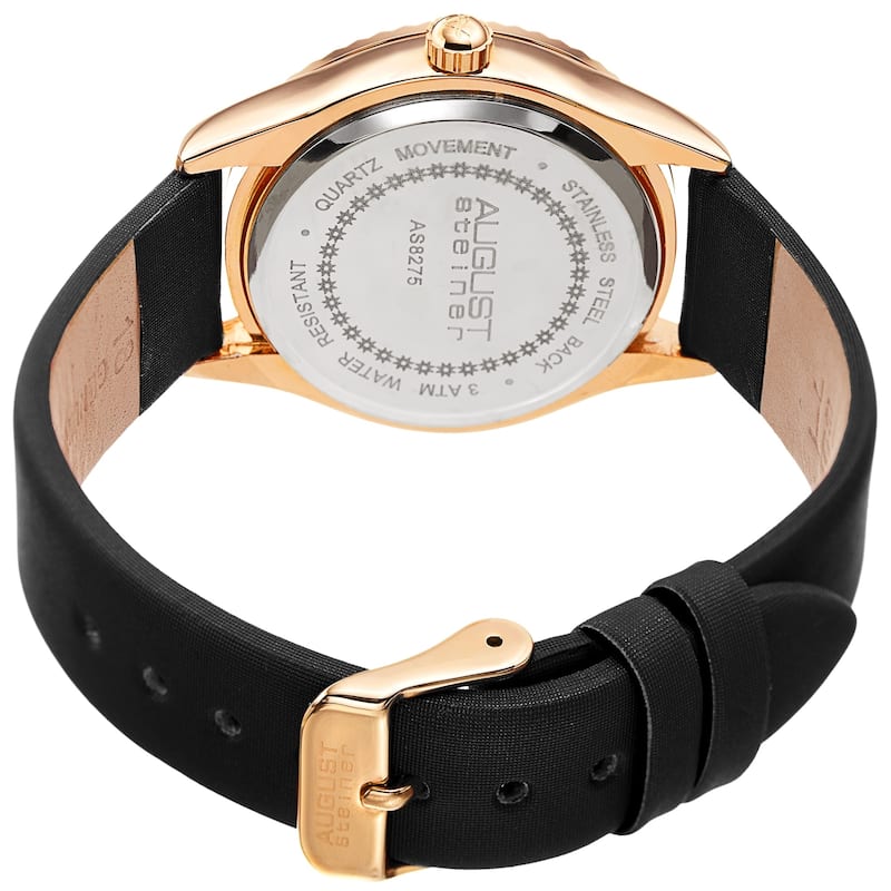 August Steiner Women's Zebra Crystal Grooved Satin Strap Watch