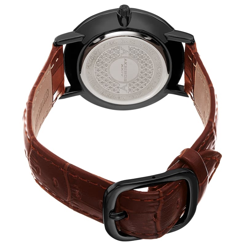 Akribos XXIV Men's Classic Date Embossed Leather Strap Watch
