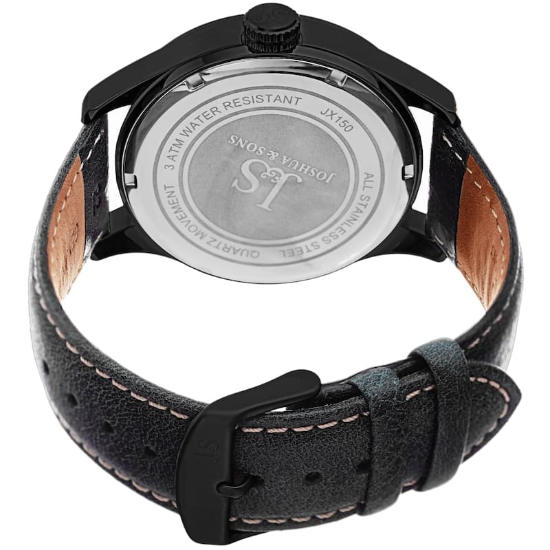 Joshua & Sons Men's Rugged Fan-like Leather Strap Watch