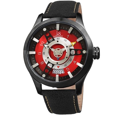 Joshua & Sons Men's Rugged Fan-like Leather Strap Watch
