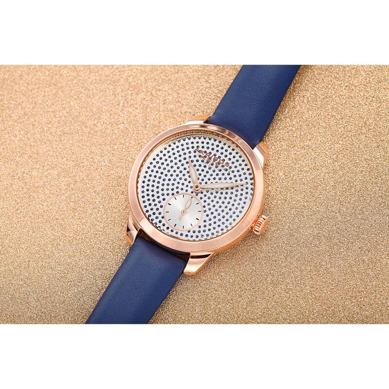 Akribos XXIV Women's Chic Glittered Dial Leather Strap Watch