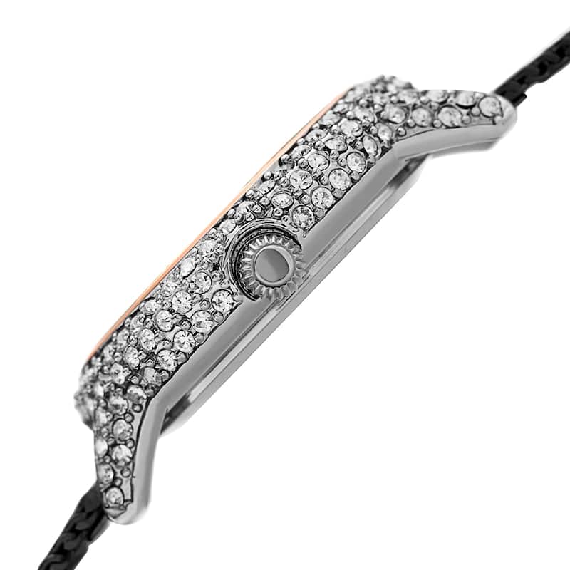 Burgi Women's Whirlwind Diamond Dial Mesh Strap Watch