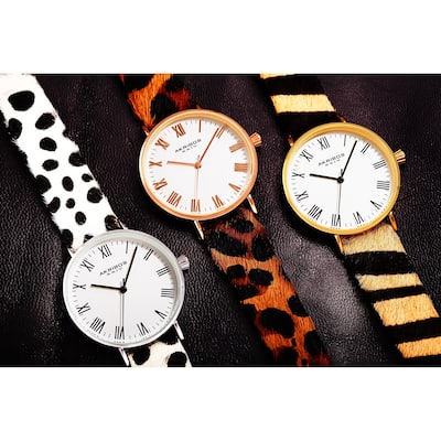 Akribos XXIV Ladies Stylish Animal Print Leather Strap Watch