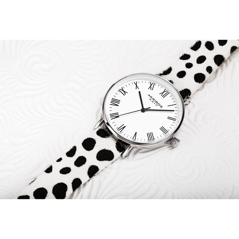 Akribos XXIV Ladies Stylish Animal Print Leather Strap Watch