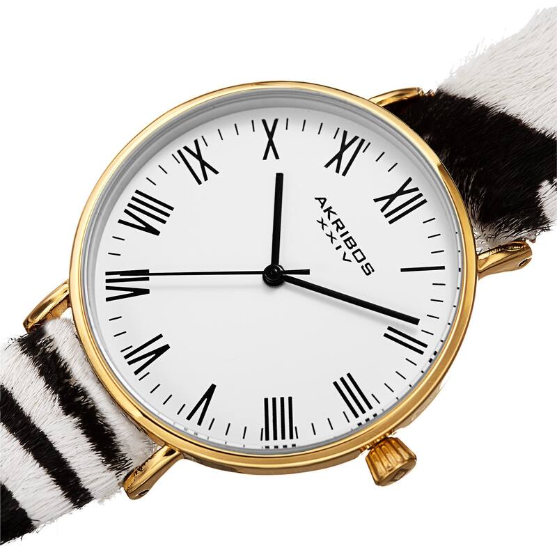 Akribos XXIV Ladies Stylish Animal Print Leather Strap Watch