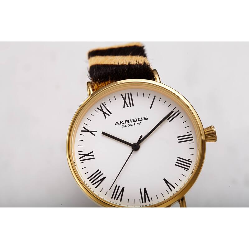 Akribos XXIV Ladies Stylish Animal Print Leather Strap Watch