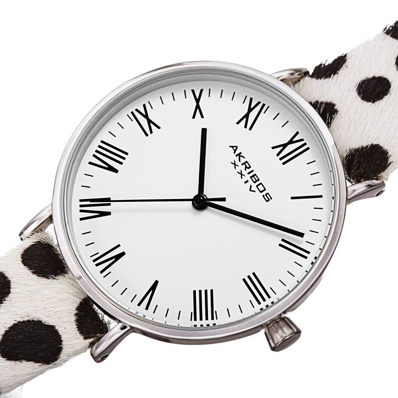 Akribos XXIV Ladies Stylish Animal Print Leather Strap Watch