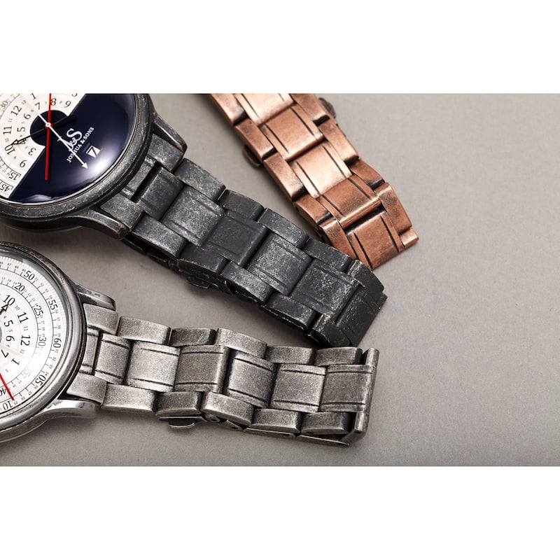 Joshua & Sons Men's Antique Style Arc Dial Bracelet Watch Strap