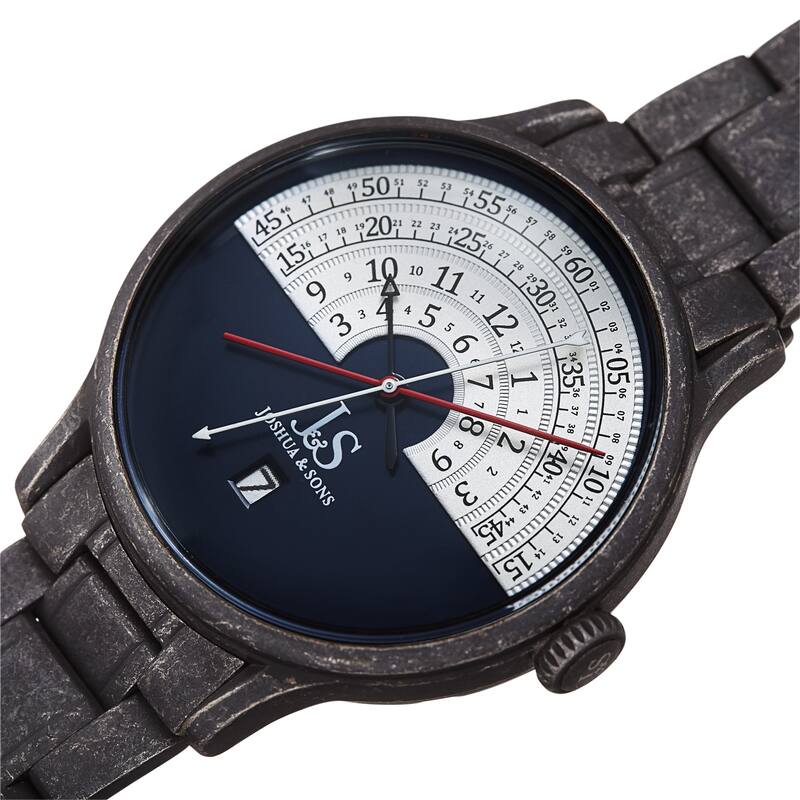 Joshua & Sons Men's Antique Style Arc Dial Bracelet Watch Strap - Grey