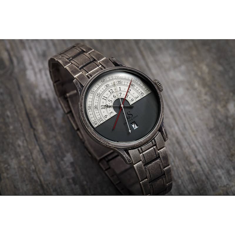 Joshua & Sons Men's Antique Style Arc Dial Bracelet Watch Strap