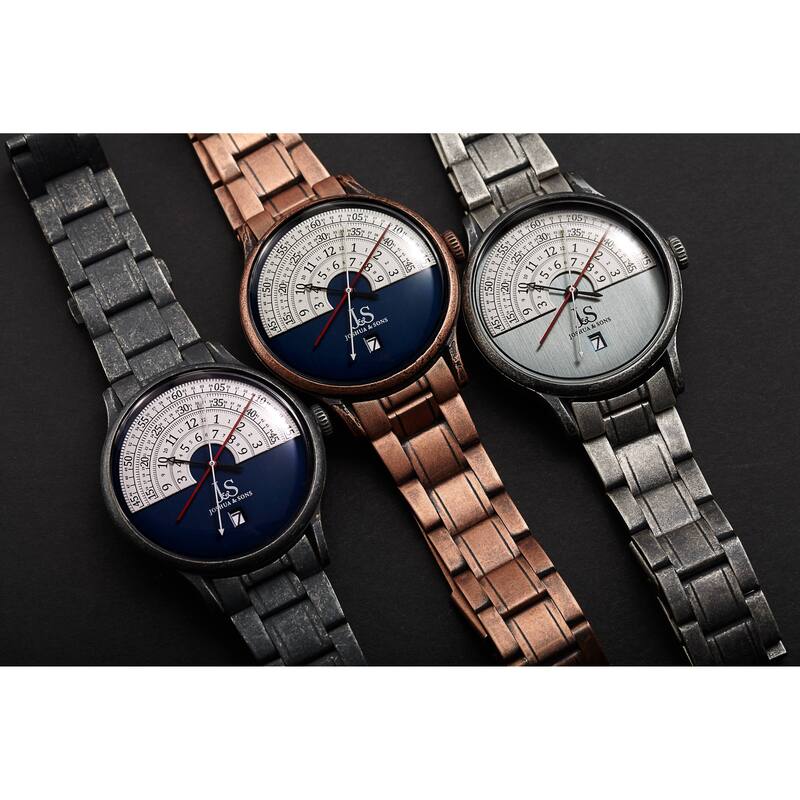 Joshua & Sons Men's Antique Style Arc Dial Bracelet Watch Strap
