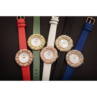 Burgi Women's Exotic Vibrant Ribbon Loop Satin Leather Strap Watch