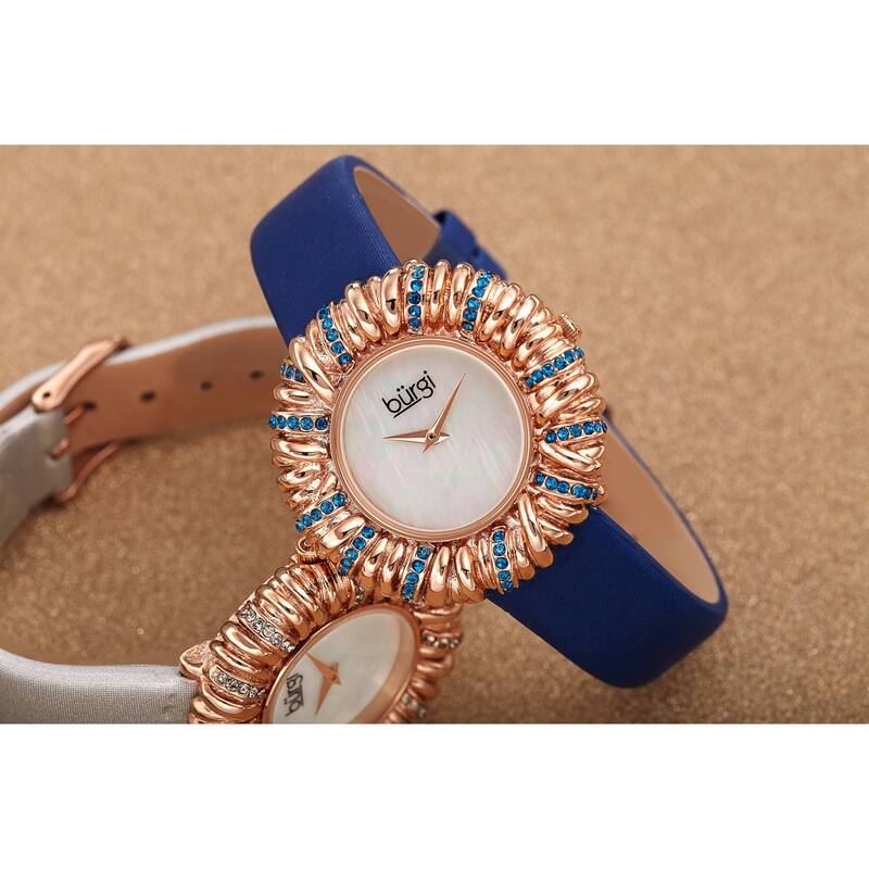 Burgi Women's Exotic Vibrant Ribbon Loop Satin Leather Strap Watch