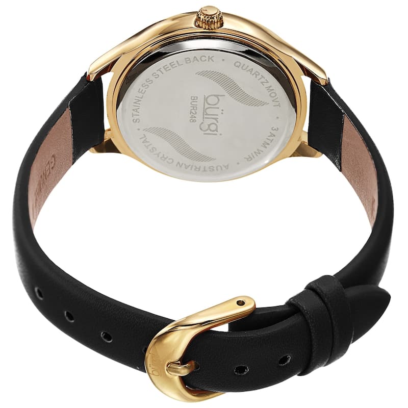 Burgi Women's Swarovski Crystal Elegant Leather Strap Watch