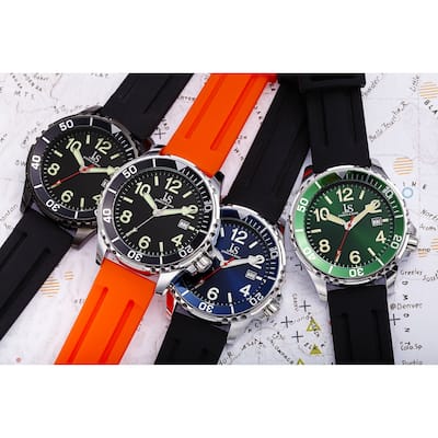 Joshua and Sons Men's Date Rotating Bezel Rubber Strap Watch