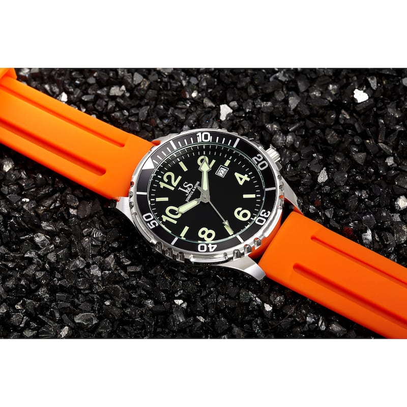 Joshua and Sons Men's Date Rotating Bezel Rubber Strap Watch