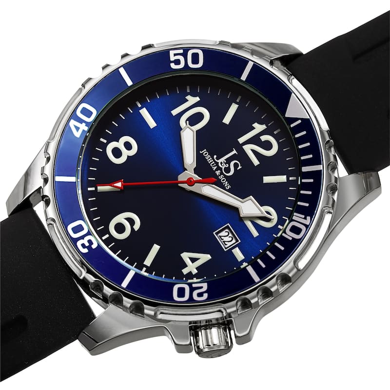 Joshua and Sons Men's Date Rotating Bezel Rubber Strap Watch