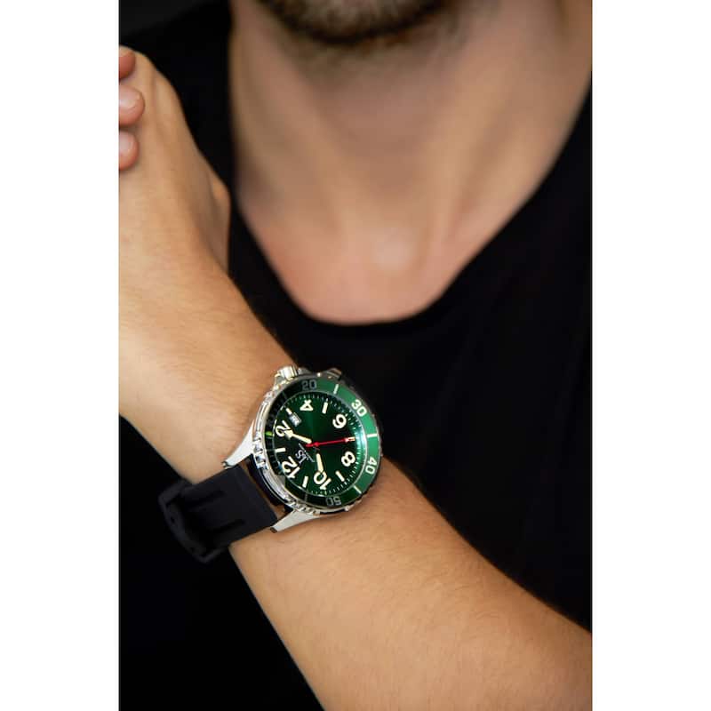 Joshua and Sons Men's Date Rotating Bezel Rubber Strap Watch