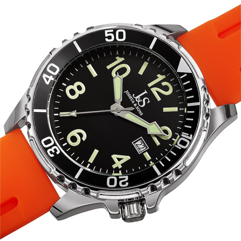 Joshua and Sons Men's Date Rotating Bezel Rubber Strap Watch