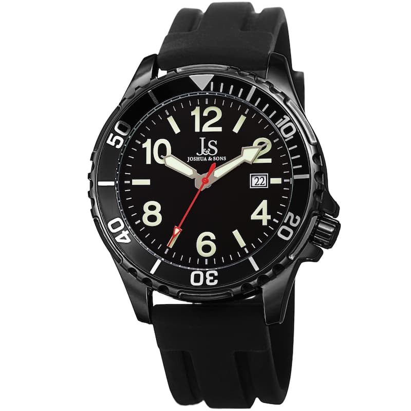 Joshua and Sons Men's Date Rotating Bezel Rubber Strap Watch
