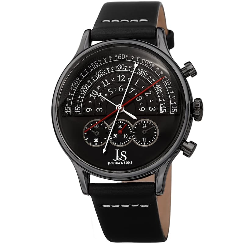 Joshua & Sons Men's Chronograph Smooth Leather Strap Watch
