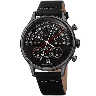 Joshua & Sons Men's Chronograph Smooth Leather Strap Watch