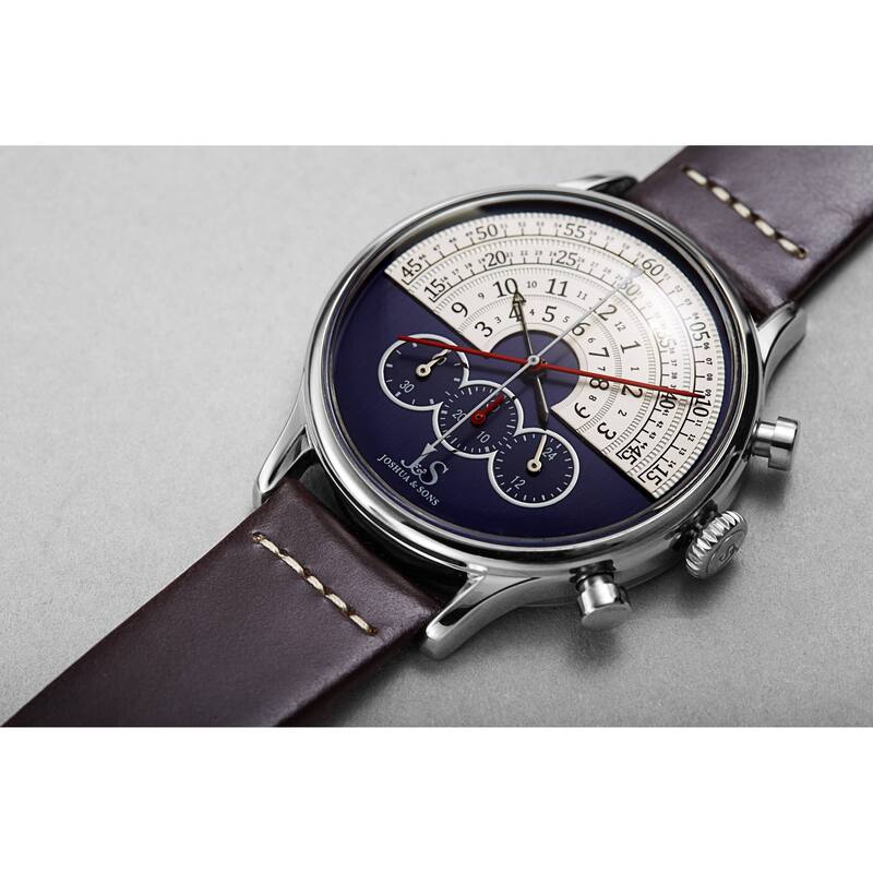 Joshua & Sons Men's Chronograph Smooth Leather Strap Watch