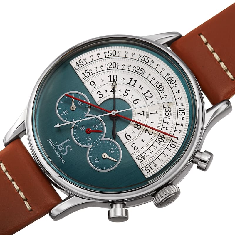 Joshua & Sons Men's Chronograph Smooth Leather Strap Watch