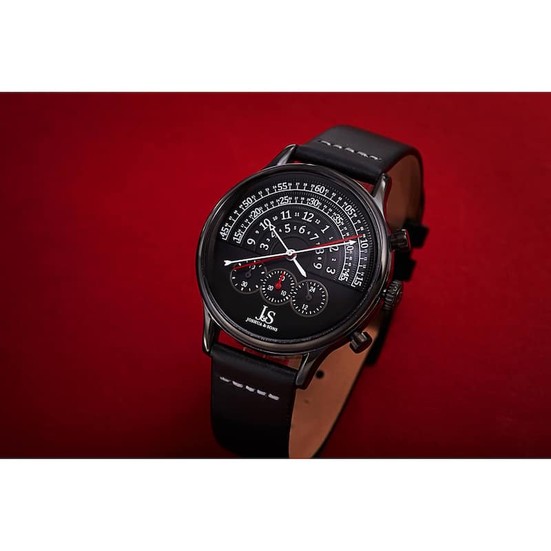Joshua & Sons Men's Chronograph Smooth Leather Strap Watch