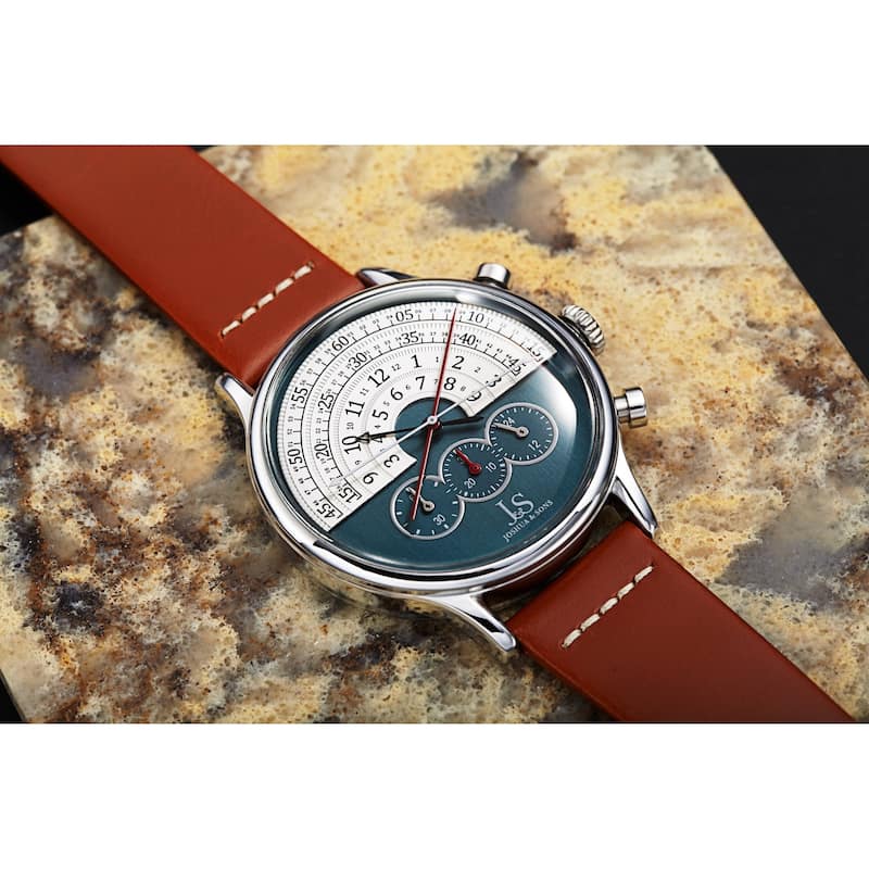Joshua & Sons Men's Chronograph Smooth Leather Strap Watch