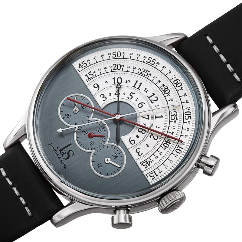 Joshua & Sons Men's Chronograph Smooth Leather Strap Watch