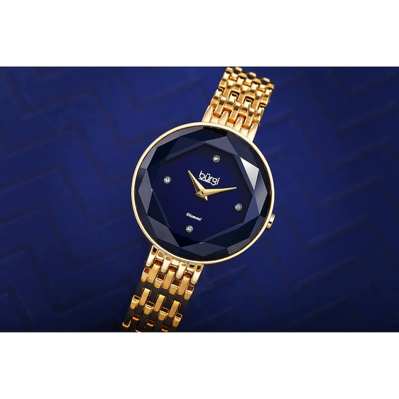 Burgi Women's Chic Diamond Hexagonal Faceted Crystal Link Bracelet Watch